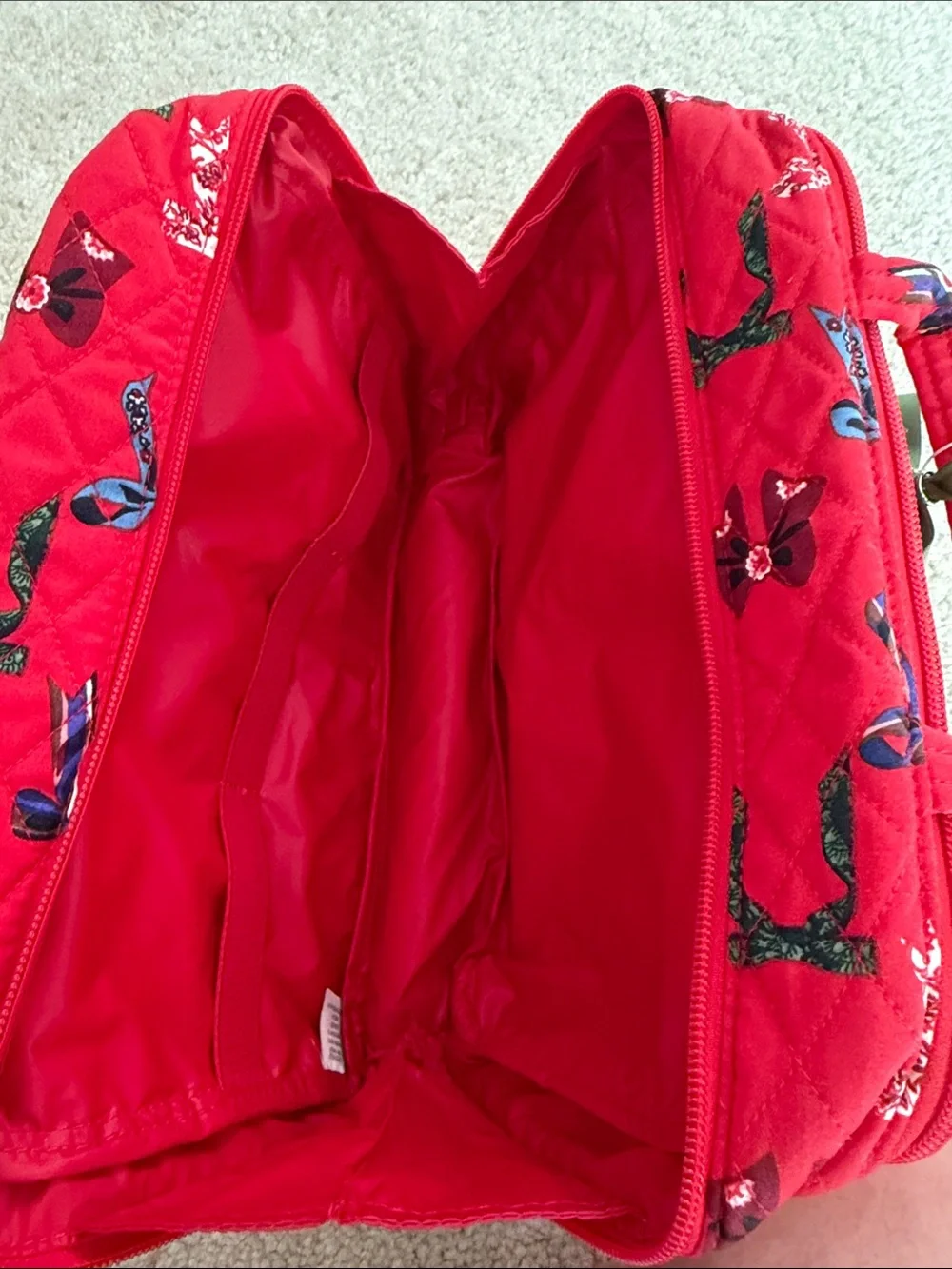 Vera Bradley Red Quilted Cosmetic Case with Bow Print